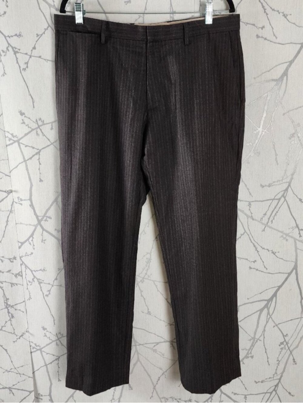 Banana Republic Brown Pinstripe Wool Tailored Slim Fit Pants